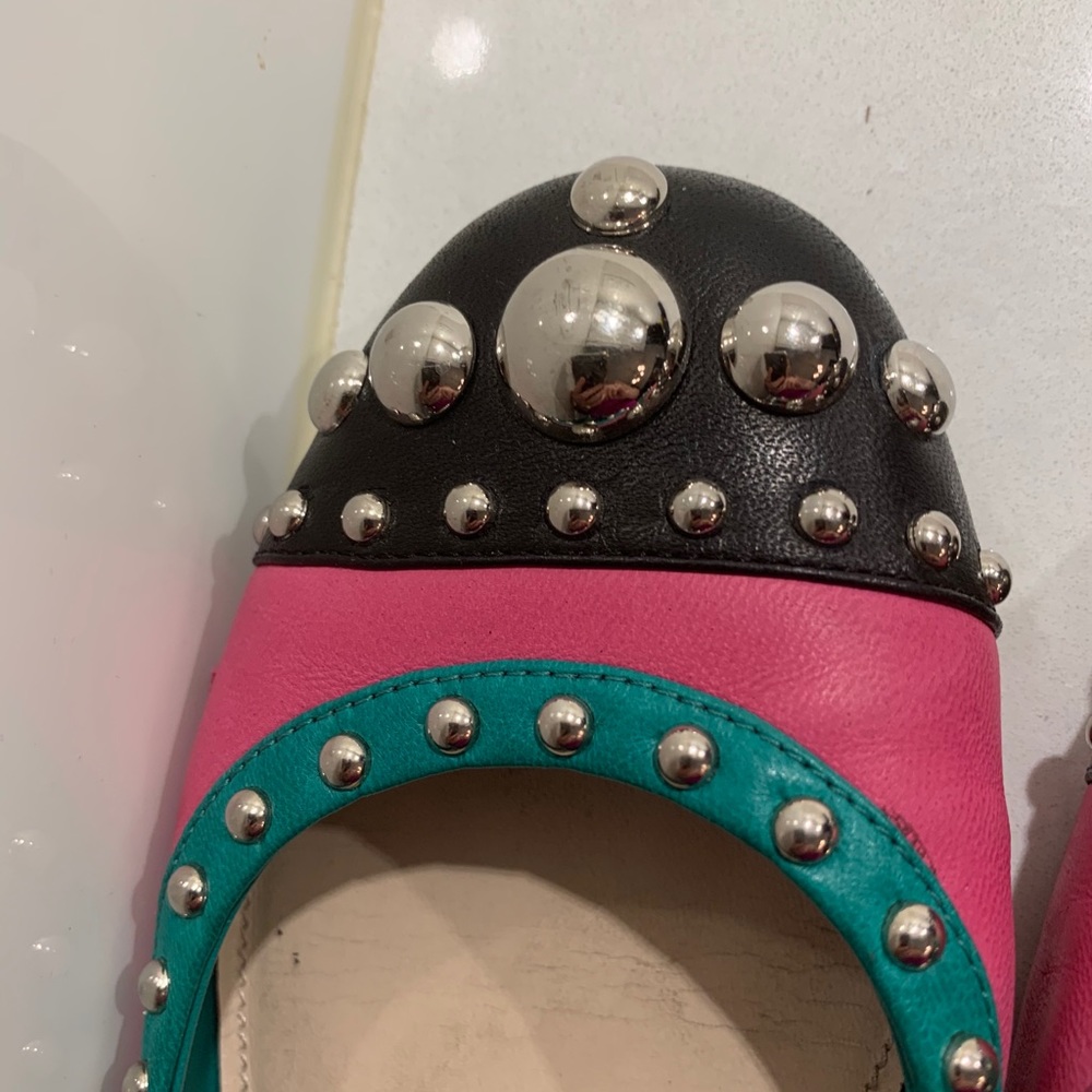 Prada Shoes size 7.5 pink green with brand new soles and serious embellishments - Picture 5 of 12
